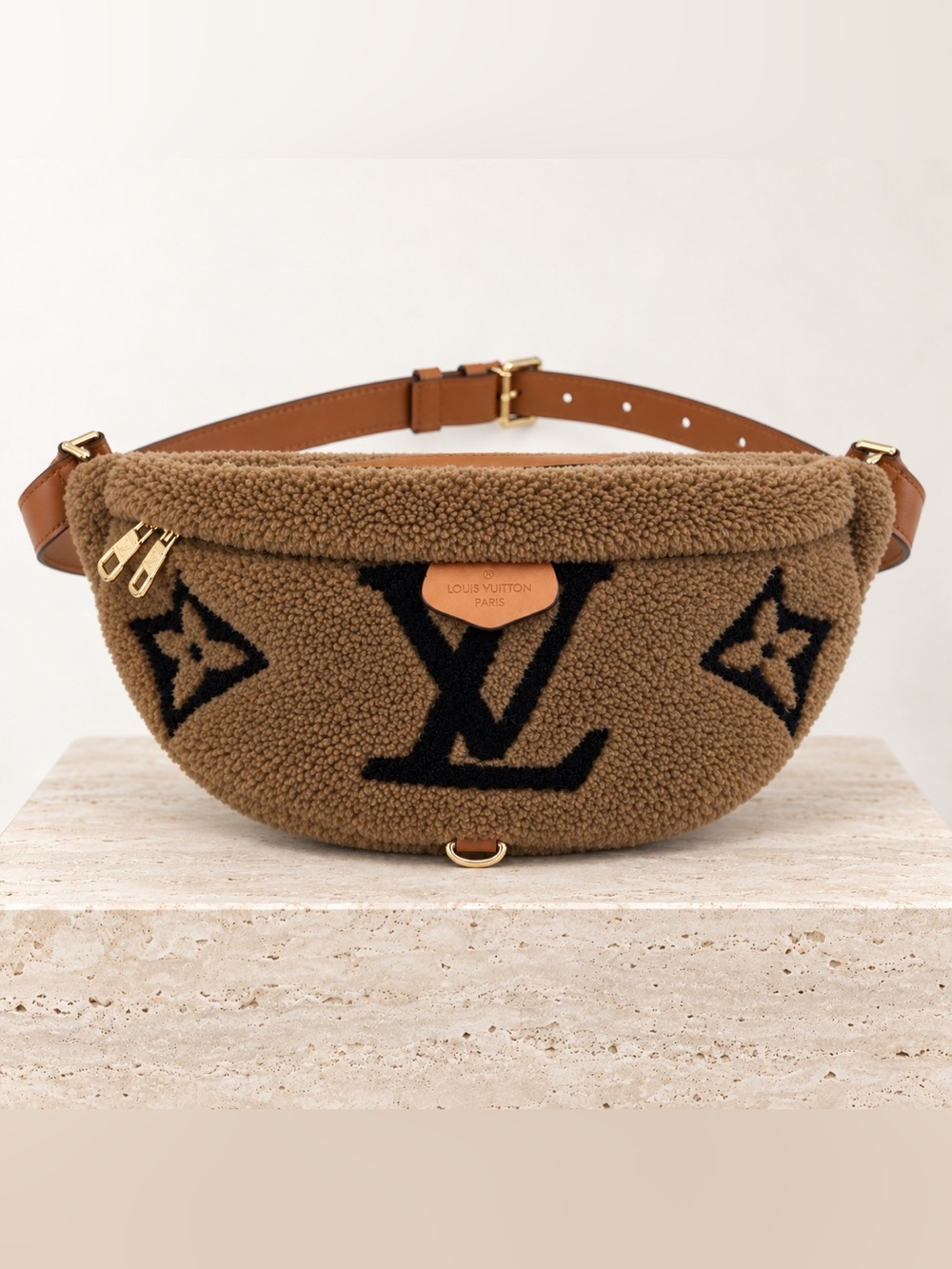 Brown Shearling Monogram Bumbag